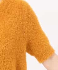 F1FJD32130 MK MICHEL KLEIN(小さいサイズ)(メゾン ドゥ サンク) 【小さいサイズ】[洗える]半袖シャギーニット マスタード