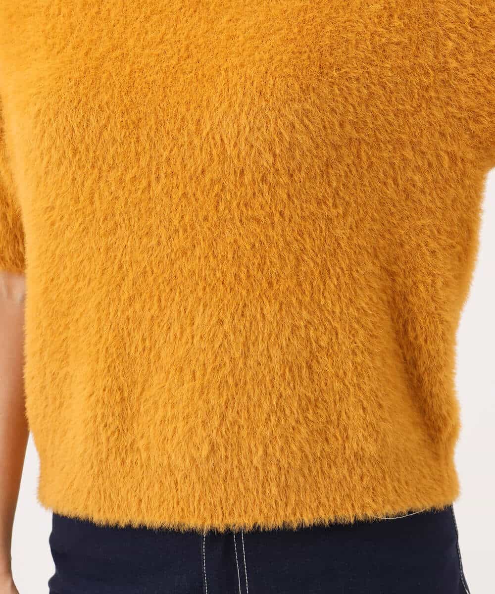 F1FJD32130 MK MICHEL KLEIN(小さいサイズ)(メゾン ドゥ サンク) 【小さいサイズ】[洗える]半袖シャギーニット マスタード