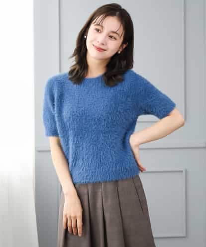 F1FJD32130 MK MICHEL KLEIN(小さいサイズ) 【小さいサイズ】[洗える]半袖シャギーニット