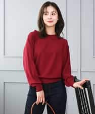 F1FJD34140 MK MICHEL KLEIN(小さいサイズ)(メゾン ドゥ サンク) 【小さいサイズ】[洗える/前後2way]ロールネックカラードルマンニット レッド