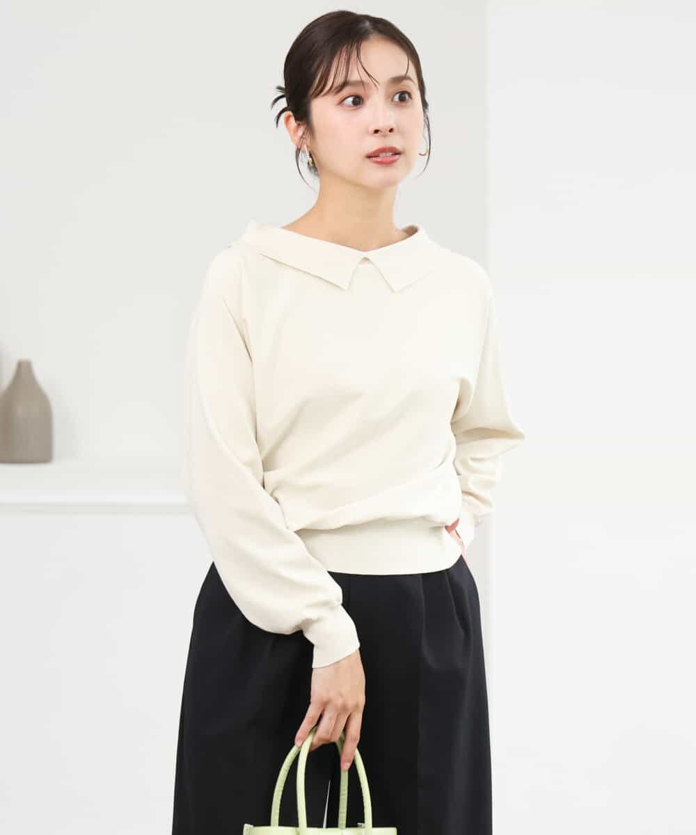 F1FJD34140 MK MICHEL KLEIN(小さいサイズ)(メゾン ドゥ サンク) 【小さいサイズ】[洗える/前後2way]ロールネックカラードルマンニット レッド