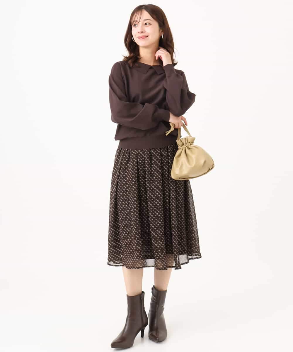 F1FJD34140 MK MICHEL KLEIN(小さいサイズ)(メゾン ドゥ サンク) 【小さいサイズ】[洗える/前後2way]ロールネックカラードルマンニット レッド