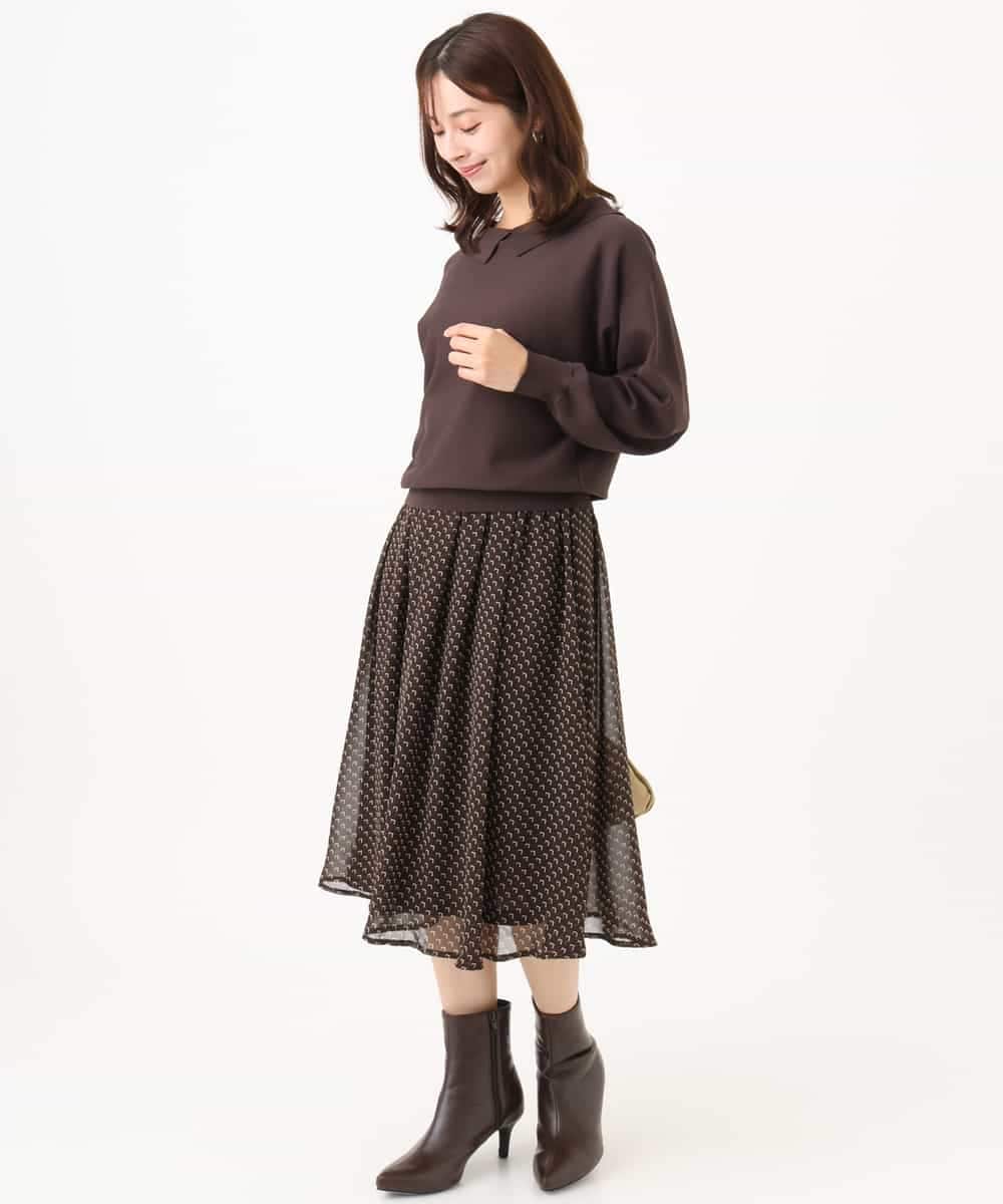F1FJD34140 MK MICHEL KLEIN(小さいサイズ)(メゾン ドゥ サンク) 【小さいサイズ】[洗える/前後2way]ロールネックカラードルマンニット レッド