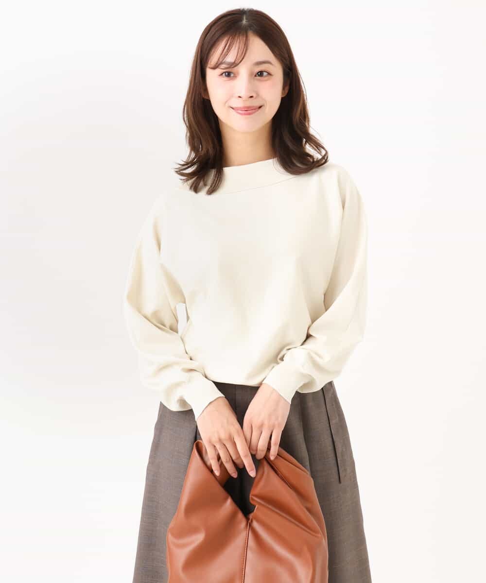 F1FJD34140 MK MICHEL KLEIN(小さいサイズ)(メゾン ドゥ サンク) 【小さいサイズ】[洗える/前後2way]ロールネックカラードルマンニット レッド