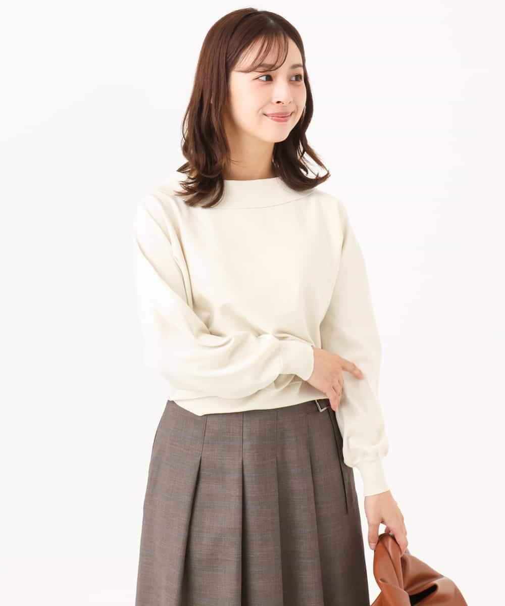 F1FJD34140 MK MICHEL KLEIN(小さいサイズ)(メゾン ドゥ サンク) 【小さいサイズ】[洗える/前後2way]ロールネックカラードルマンニット レッド