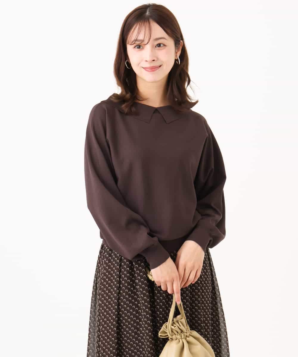 F1FJD34140 MK MICHEL KLEIN(小さいサイズ)(メゾン ドゥ サンク) 【小さいサイズ】[洗える/前後2way]ロールネックカラードルマンニット レッド