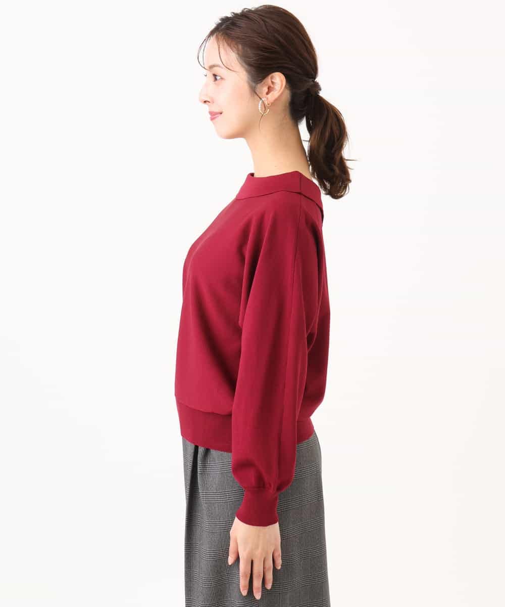 F1FJD34140 MK MICHEL KLEIN(小さいサイズ)(メゾン ドゥ サンク) 【小さいサイズ】[洗える/前後2way]ロールネックカラードルマンニット レッド