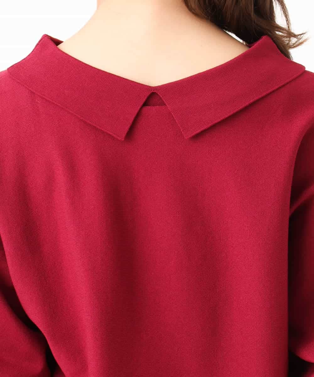 F1FJD34140 MK MICHEL KLEIN(小さいサイズ)(メゾン ドゥ サンク) 【小さいサイズ】[洗える/前後2way]ロールネックカラードルマンニット レッド