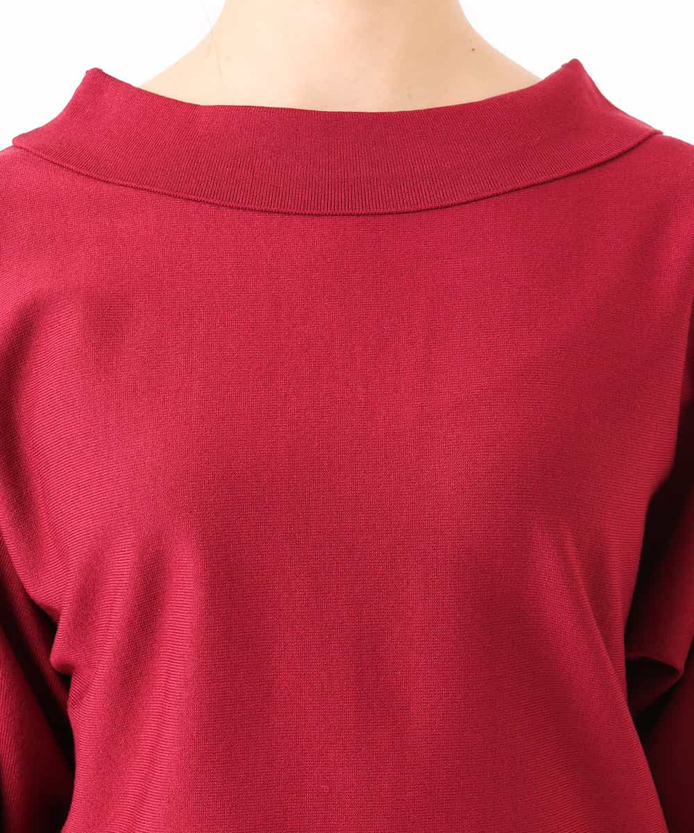 F1FJD34140 MK MICHEL KLEIN(小さいサイズ)(メゾン ドゥ サンク) 【小さいサイズ】[洗える/前後2way]ロールネックカラードルマンニット レッド