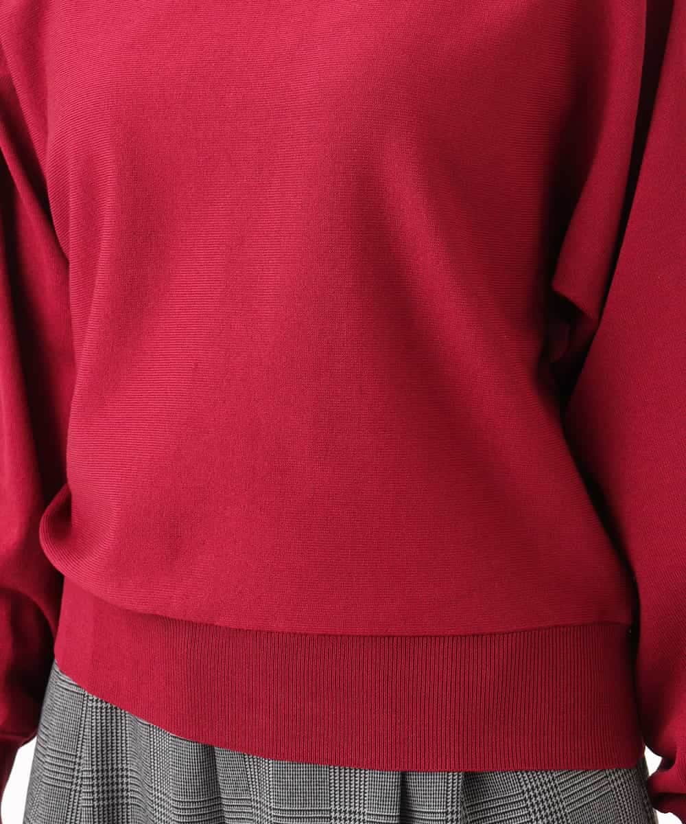 F1FJD34140 MK MICHEL KLEIN(小さいサイズ)(メゾン ドゥ サンク) 【小さいサイズ】[洗える/前後2way]ロールネックカラードルマンニット レッド