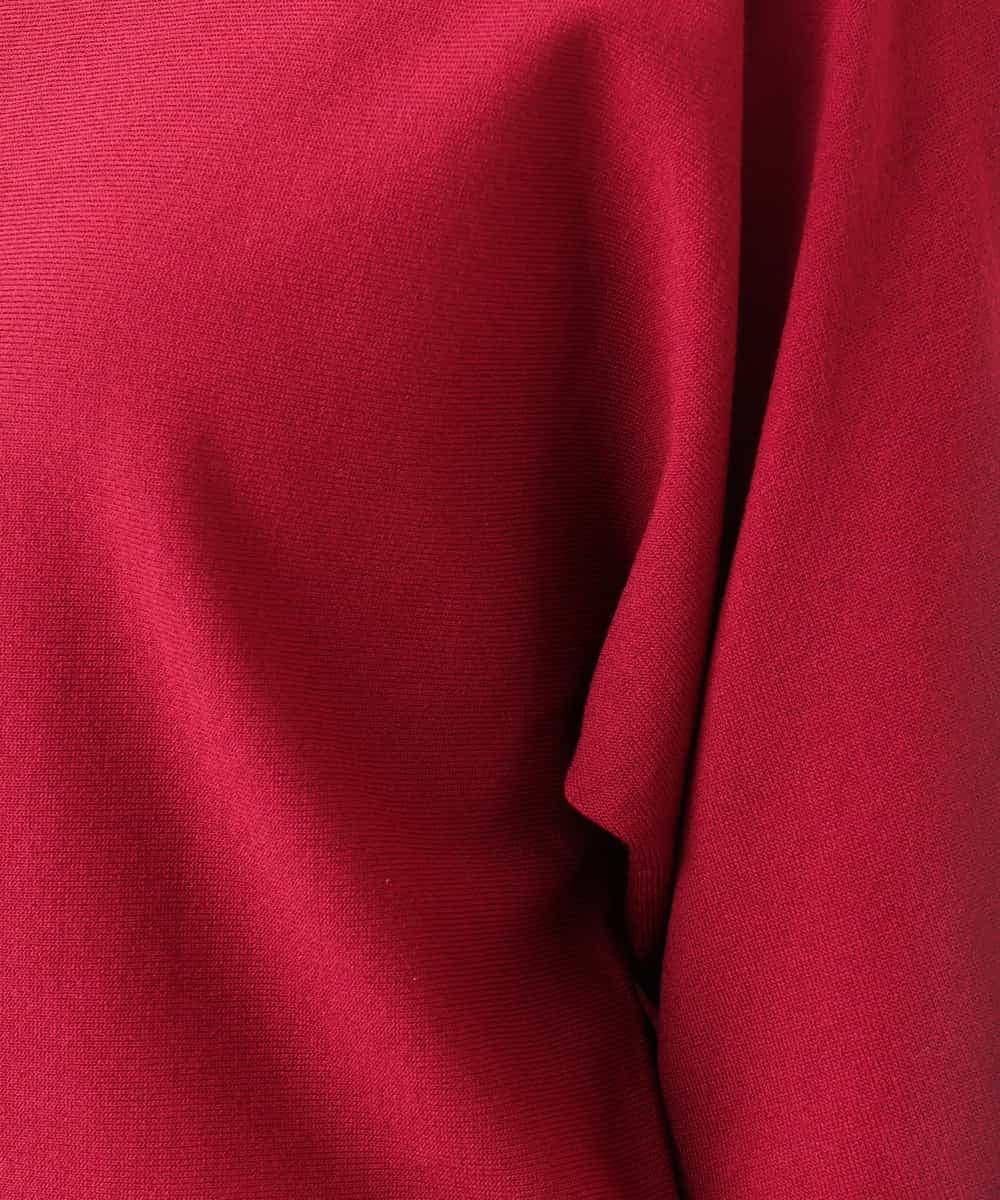 F1FJD34140 MK MICHEL KLEIN(小さいサイズ)(メゾン ドゥ サンク) 【小さいサイズ】[洗える/前後2way]ロールネックカラードルマンニット レッド