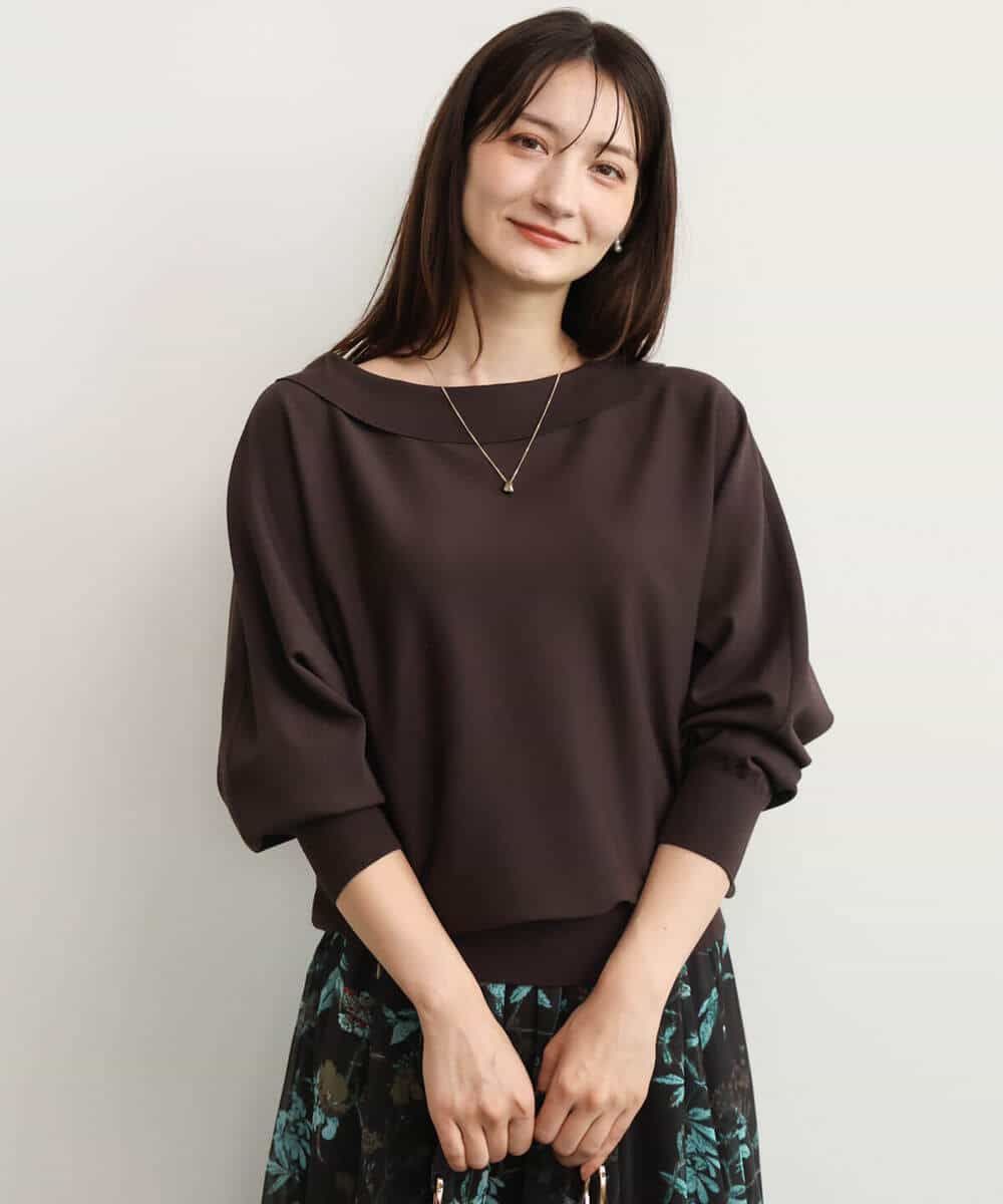 F1FJD34140 MK MICHEL KLEIN(小さいサイズ)(メゾン ドゥ サンク) 【小さいサイズ】[洗える/前後2way]ロールネックカラードルマンニット アイボリー