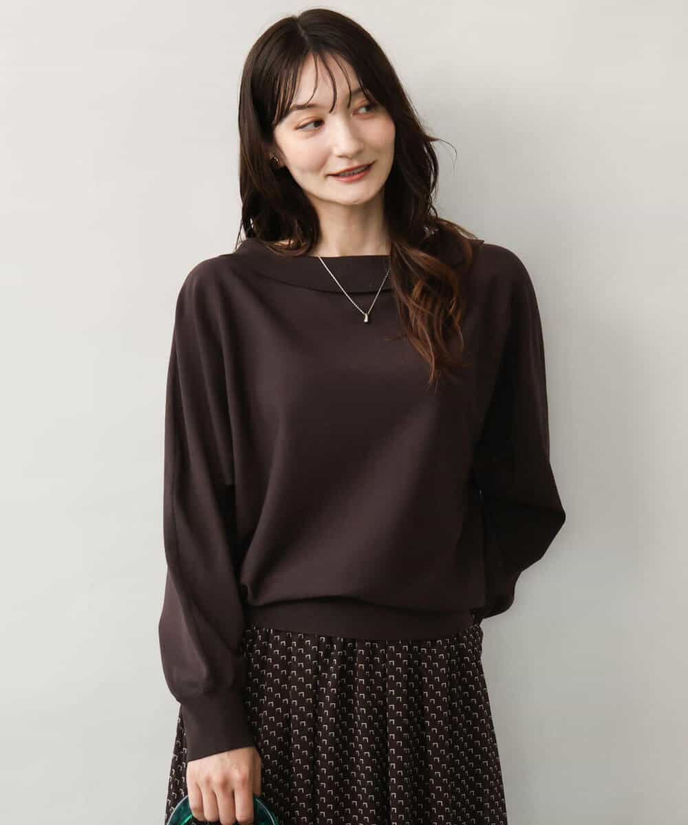 F1FJD34140 MK MICHEL KLEIN(小さいサイズ)(メゾン ドゥ サンク) 【小さいサイズ】[洗える/前後2way]ロールネックカラードルマンニット アイボリー