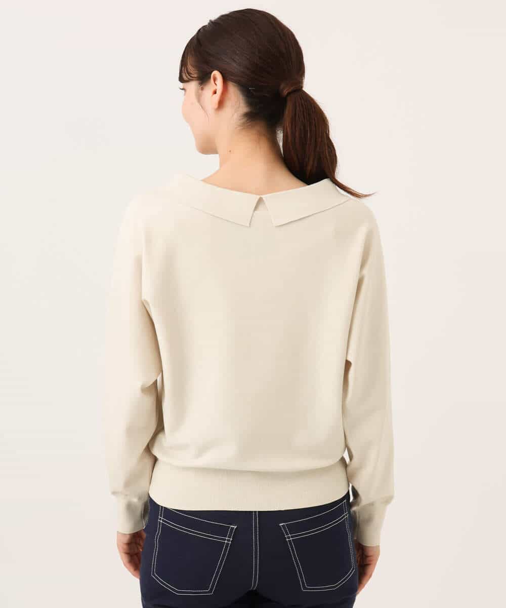 F1FJD34140 MK MICHEL KLEIN(小さいサイズ)(メゾン ドゥ サンク) 【小さいサイズ】[洗える/前後2way]ロールネックカラードルマンニット アイボリー