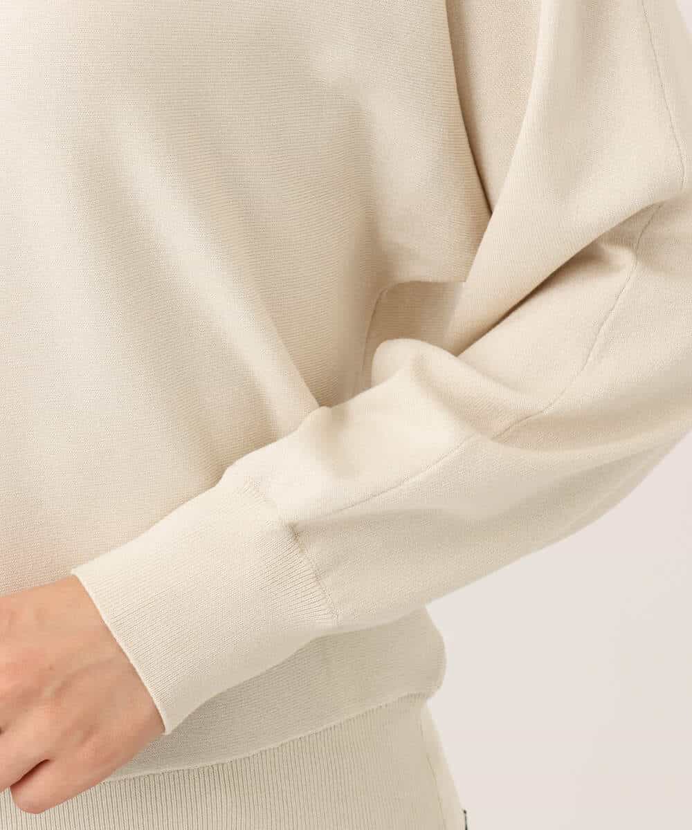 F1FJD34140 MK MICHEL KLEIN(小さいサイズ)(メゾン ドゥ サンク) 【小さいサイズ】[洗える/前後2way]ロールネックカラードルマンニット アイボリー