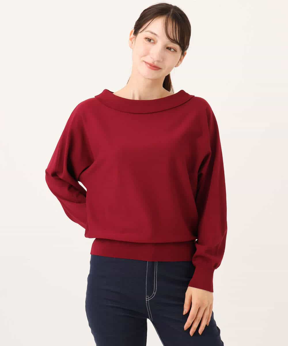 F1FJD34140 MK MICHEL KLEIN(小さいサイズ)(メゾン ドゥ サンク) 【小さいサイズ】[洗える/前後2way]ロールネックカラードルマンニット アイボリー