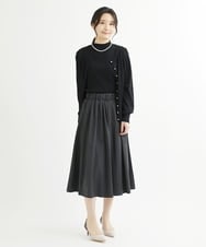 F1FJS03150 MK MICHEL KLEIN(小さいサイズ)(メゾン ドゥ サンク) 【小さいサイズ】カラーニットアンサンブル（パール調釦カーディガン×半袖リブニット）/洗える レッド