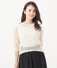 F1FJV24125 MK MICHEL KLEIN(小さいサイズ)(メゾン ドゥ サンク) 【小さいサイズ】スパンコールメッシュニット/洗える ネイビー