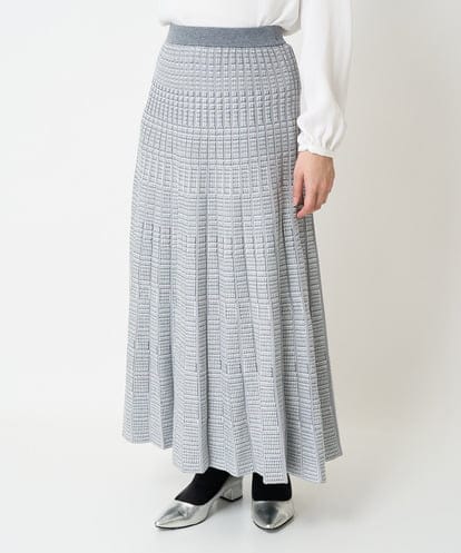 F1HAA06170 MK MICHEL KLEIN(小さいサイズ) 【小さいサイズ】グレンチェックジャガードニットプリーツスカート/洗える