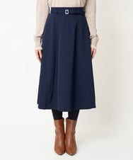 F1HAA48170 MK MICHEL KLEIN(小さいサイズ)(メゾン ドゥ サンク) 【小さいサイズ】ツイルAラインスカート/洗える ネイビー