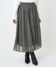 F1HAD04140 MK MICHEL KLEIN(小さいサイズ)(メゾン ドゥ サンク) 【小さいサイズ】チェック柄シフォンスカート/洗濯機で洗える ブラック