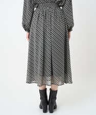 F1HAD04140 MK MICHEL KLEIN(小さいサイズ)(メゾン ドゥ サンク) 【小さいサイズ】チェック柄シフォンスカート/洗濯機で洗える ブラック