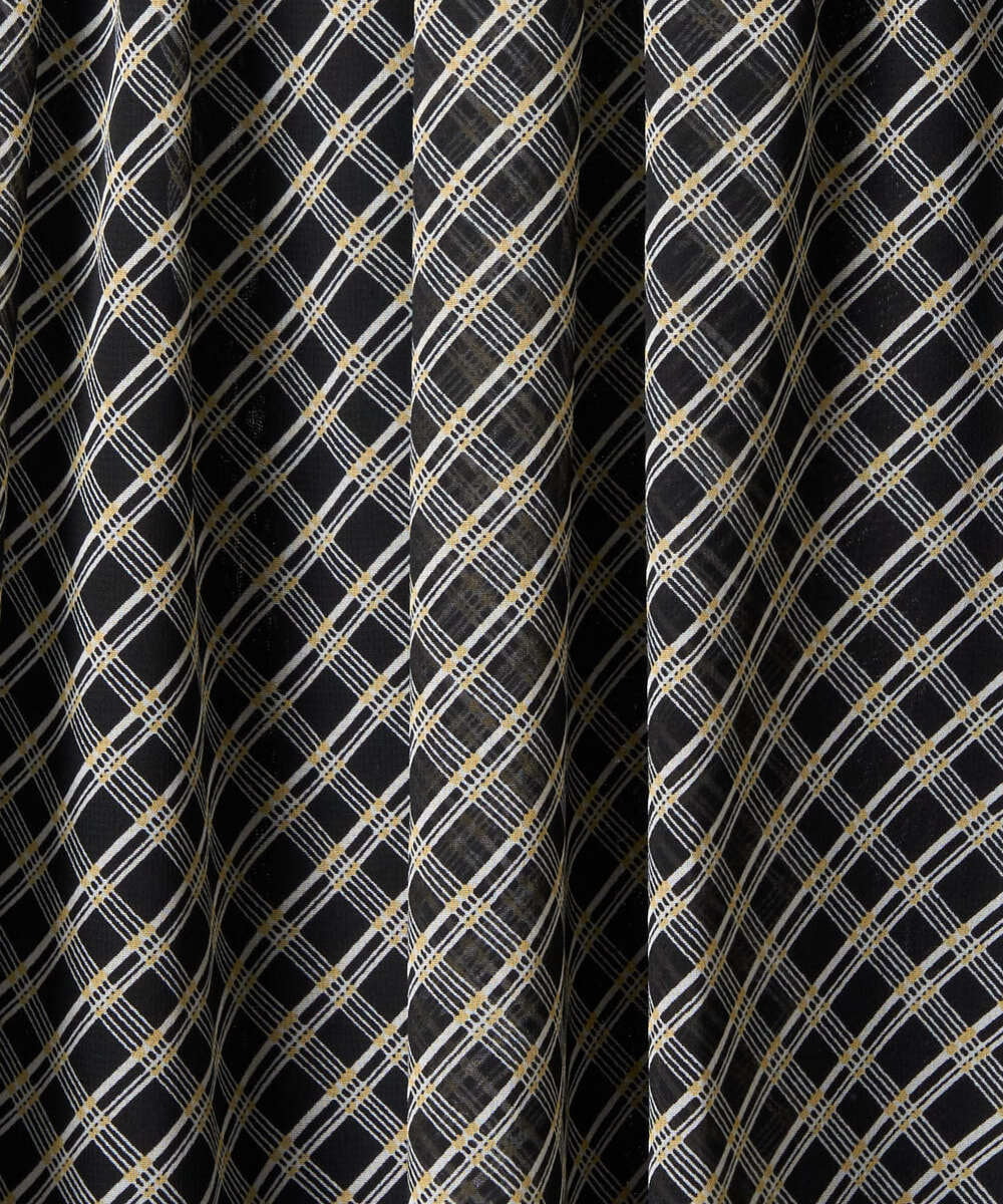 F1HAD04140 MK MICHEL KLEIN(小さいサイズ)(メゾン ドゥ サンク) 【小さいサイズ】チェック柄シフォンスカート/洗濯機で洗える ブラック