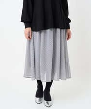 F1HAD04140 MK MICHEL KLEIN(小さいサイズ)(メゾン ドゥ サンク) 【小さいサイズ】チェック柄シフォンスカート/洗濯機で洗える ブラック