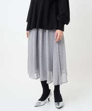 F1HAD04140 MK MICHEL KLEIN(小さいサイズ)(メゾン ドゥ サンク) 【小さいサイズ】チェック柄シフォンスカート/洗濯機で洗える ブラック