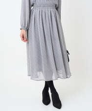 F1HAD04140 MK MICHEL KLEIN(小さいサイズ)(メゾン ドゥ サンク) 【小さいサイズ】チェック柄シフォンスカート/洗濯機で洗える ブラック