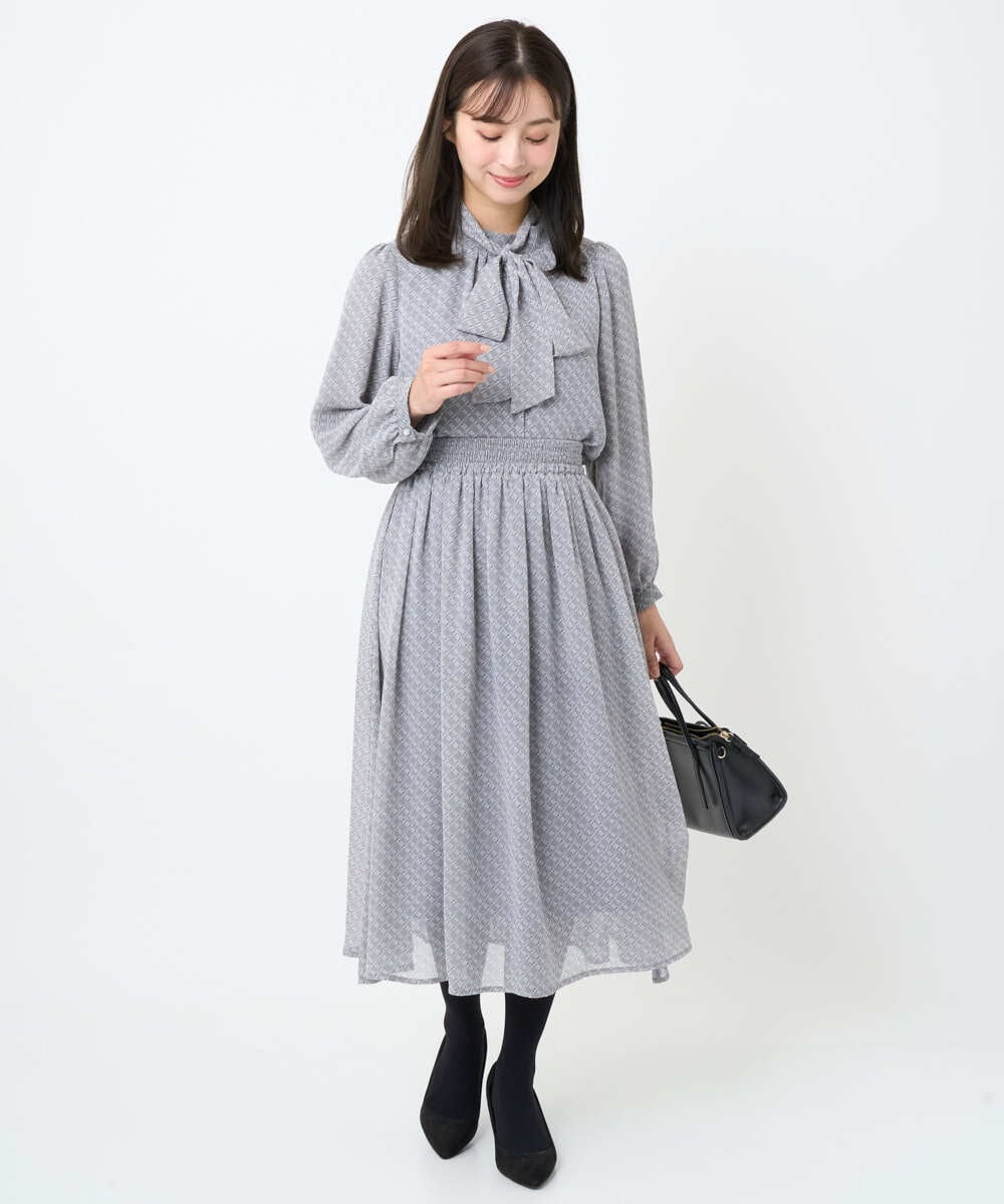 F1HAD04140 MK MICHEL KLEIN(小さいサイズ)(メゾン ドゥ サンク) 【小さいサイズ】チェック柄シフォンスカート/洗濯機で洗える ブラック