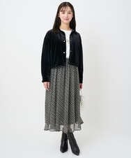 F1HAD04140 MK MICHEL KLEIN(小さいサイズ)(メゾン ドゥ サンク) 【小さいサイズ】チェック柄シフォンスカート/洗濯機で洗える ブラック