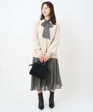 F1HAD04140 MK MICHEL KLEIN(小さいサイズ)(メゾン ドゥ サンク) 【小さいサイズ】チェック柄シフォンスカート/洗濯機で洗える ブラック