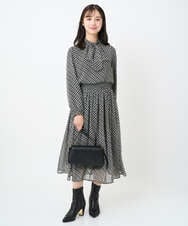 F1HAD04140 MK MICHEL KLEIN(小さいサイズ)(メゾン ドゥ サンク) 【小さいサイズ】チェック柄シフォンスカート/洗濯機で洗える ブラック