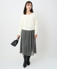 F1HAD04140 MK MICHEL KLEIN(小さいサイズ)(メゾン ドゥ サンク) 【小さいサイズ】チェック柄シフォンスカート/洗濯機で洗える ブラック