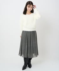 F1HAD04140 MK MICHEL KLEIN(小さいサイズ)(メゾン ドゥ サンク) 【小さいサイズ】チェック柄シフォンスカート/洗濯機で洗える ブラック