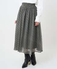 F1HAD04140 MK MICHEL KLEIN(小さいサイズ)(メゾン ドゥ サンク) 【小さいサイズ】チェック柄シフォンスカート/洗濯機で洗える ブラック