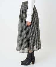 F1HAD04140 MK MICHEL KLEIN(小さいサイズ)(メゾン ドゥ サンク) 【小さいサイズ】チェック柄シフォンスカート/洗濯機で洗える ブラック