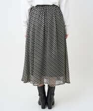 F1HAD04140 MK MICHEL KLEIN(小さいサイズ)(メゾン ドゥ サンク) 【小さいサイズ】チェック柄シフォンスカート/洗濯機で洗える ブラック