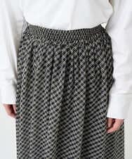 F1HAD04140 MK MICHEL KLEIN(小さいサイズ)(メゾン ドゥ サンク) 【小さいサイズ】チェック柄シフォンスカート/洗濯機で洗える ブラック