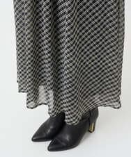 F1HAD04140 MK MICHEL KLEIN(小さいサイズ)(メゾン ドゥ サンク) 【小さいサイズ】チェック柄シフォンスカート/洗濯機で洗える ブラック