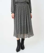 F1HAD04140 MK MICHEL KLEIN(小さいサイズ)(メゾン ドゥ サンク) 【小さいサイズ】チェック柄シフォンスカート/洗濯機で洗える ブラック