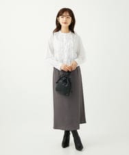 F1HAD30150 MK MICHEL KLEIN(小さいサイズ)(メゾン ドゥ サンク) 【小さいサイズ】エンボス加工ナロースカート/洗える ダークグレー