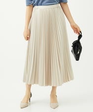 F1HAD38170 MK MICHEL KLEIN(小さいサイズ)(メゾン ドゥ サンク) 【小さいサイズ】レザー調ランダムプリーツスカート/洗える ベージュ