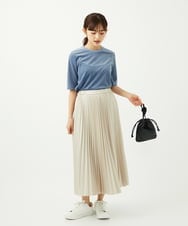 F1HAD38170 MK MICHEL KLEIN(小さいサイズ)(メゾン ドゥ サンク) 【小さいサイズ】レザー調ランダムプリーツスカート/洗える モカ