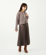 F1HAD38170 MK MICHEL KLEIN(小さいサイズ)(メゾン ドゥ サンク) 【小さいサイズ】レザー調ランダムプリーツスカート/洗える モカ