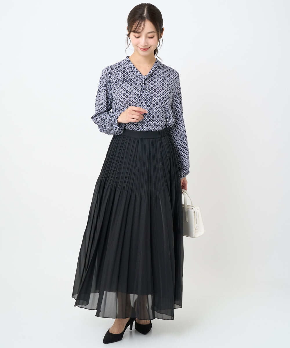 F1HAD44160 MK MICHEL KLEIN(小さいサイズ)(メゾン ドゥ サンク) 【小さいサイズ】ブライトシアープリーツスカート/洗える ブルー