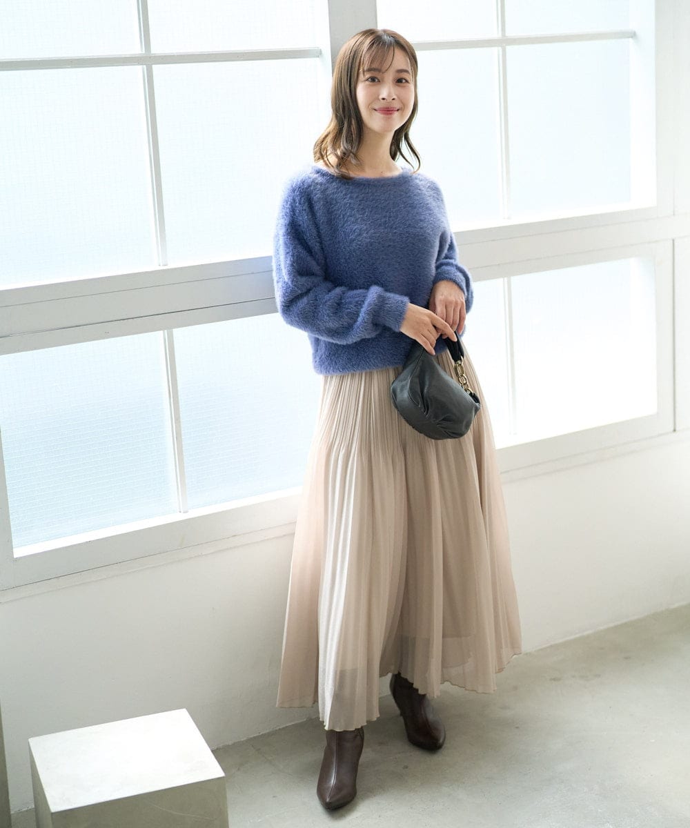 F1HAD44160 MK MICHEL KLEIN(小さいサイズ)(メゾン ドゥ サンク) 【小さいサイズ】ブライトシアープリーツスカート/洗える ブルー