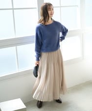 F1HAD44160 MK MICHEL KLEIN(小さいサイズ)(メゾン ドゥ サンク) 【小さいサイズ】ブライトシアープリーツスカート/洗える ブルー