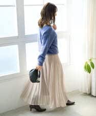 F1HAD44160 MK MICHEL KLEIN(小さいサイズ)(メゾン ドゥ サンク) 【小さいサイズ】ブライトシアープリーツスカート/洗える ブルー